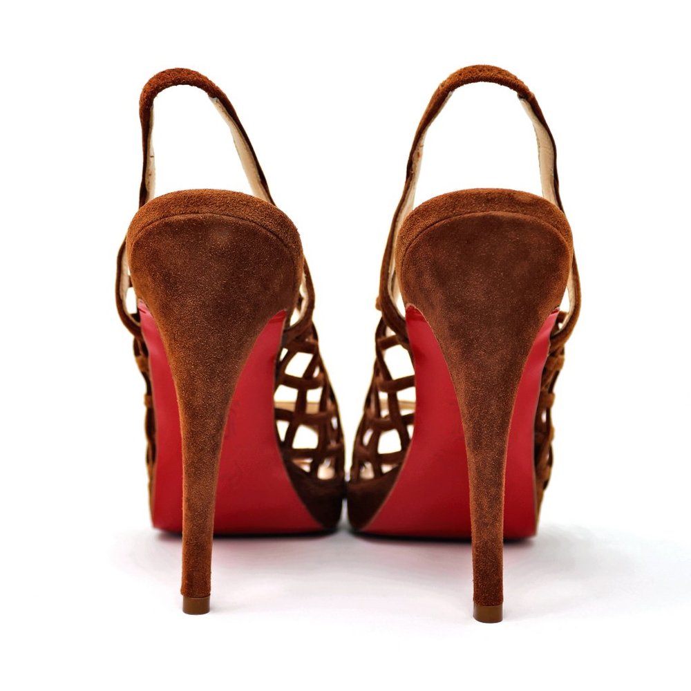 Louboutin 38 Suede Cage Nuit D'ete Cutout Sandal - Picture 4 of 16